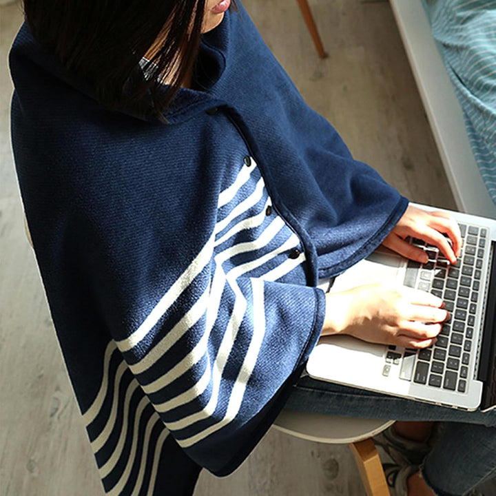 SIVENKE Damen Poncho Fleece Tragbare Decke, Karierte Schossdecke Bequemer Poncho Plüschdecken Überwu