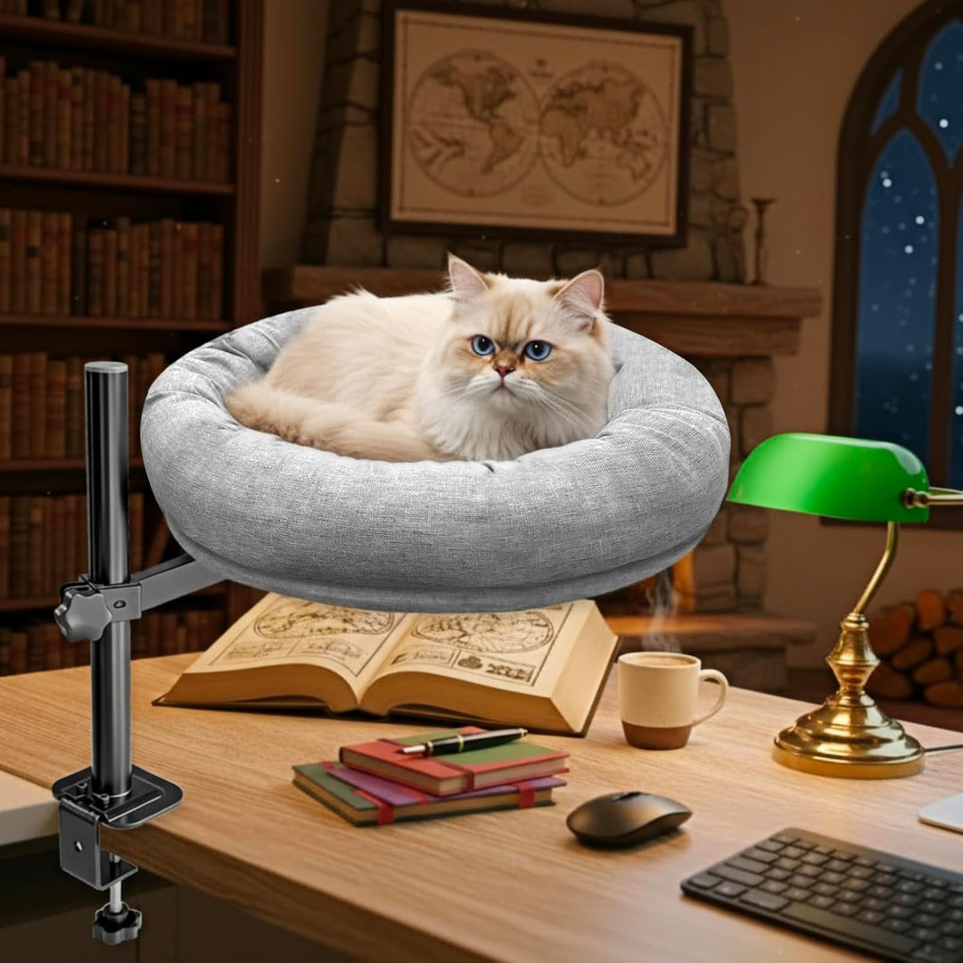 homegroove Katze Schreibtisch Bett, Katze Bett für Schreibtisch mit 360 ° Drehung & Höhenverstellbar