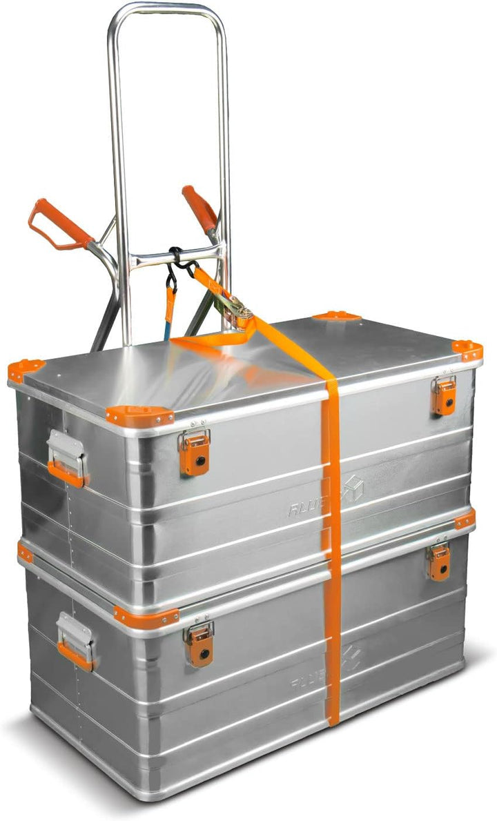 Alubox Spanngurt mit Ratsche und S-Haken 25mm breit orange Belastbarkeit 400kg Ratschengurt TÜV G/S
