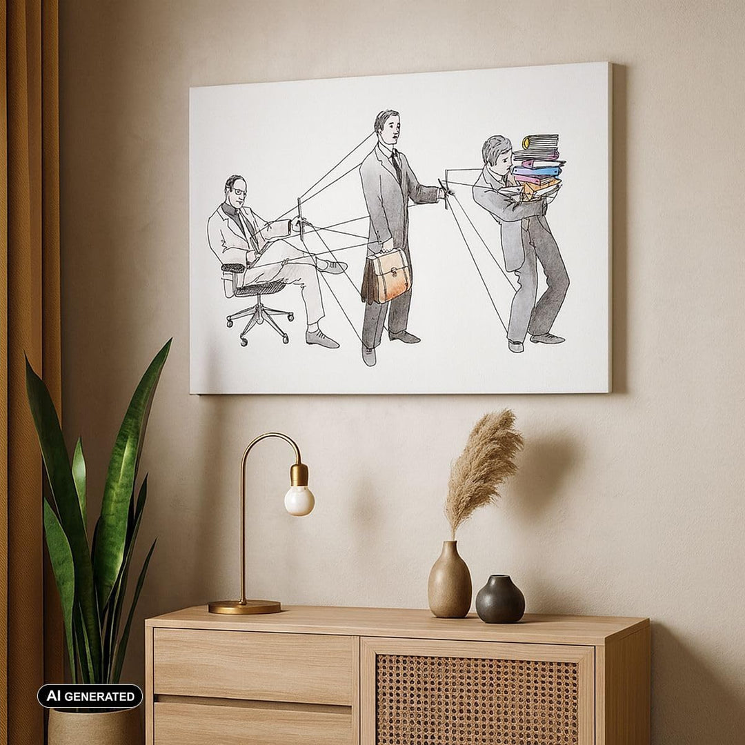 Bilder auf Leinwand 100x70cm Leinwandbild Job Mensch mariniert Illustration Gross Wanddeko Bild Schl