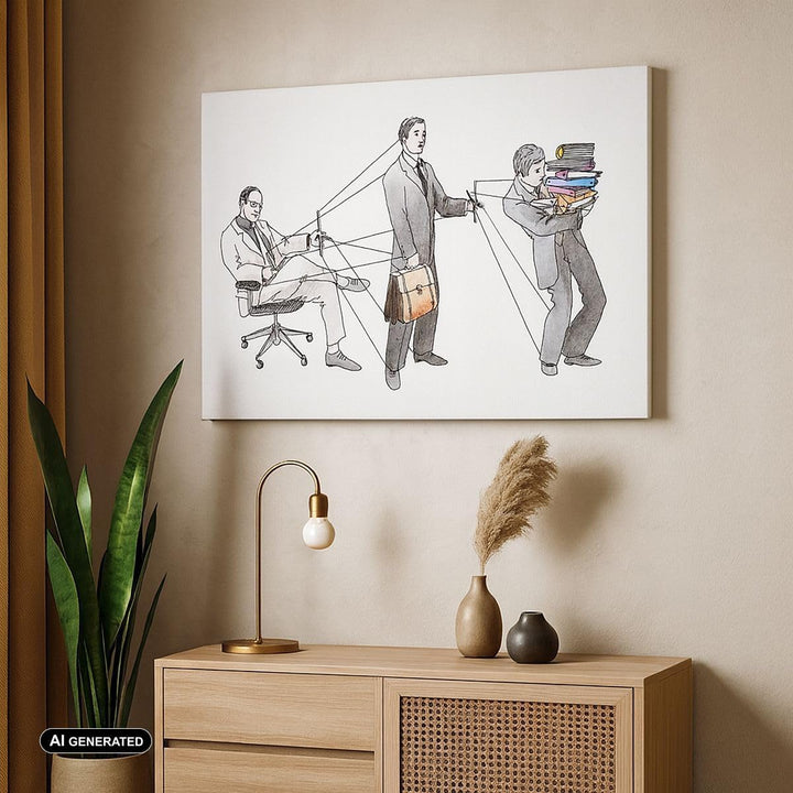 Bilder auf Leinwand 100x70cm Leinwandbild Job Mensch mariniert Illustration Gross Wanddeko Bild Schl