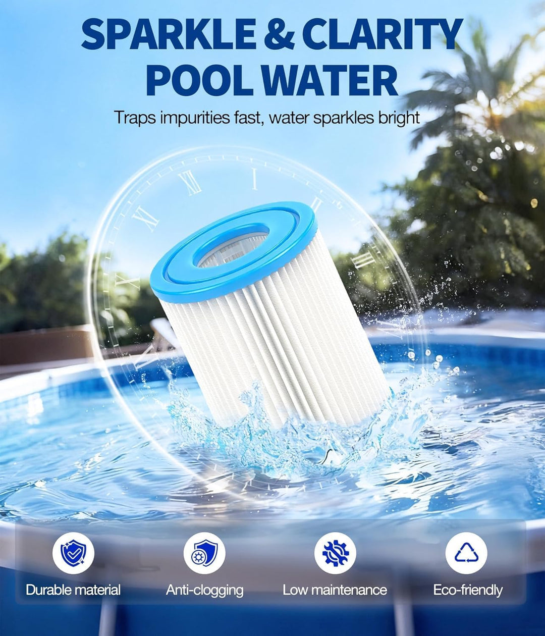 Filterkartusche Grösse I für Bestway-Schwimmbecken, Typ-I-Filterkartuschen, kompatibel mit 58093, 58