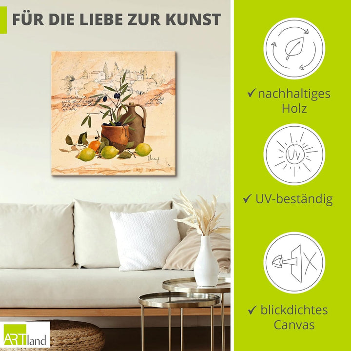 ARTland Leinwandbilder Wandbild Bild auf Leinwand 100x100 cm Wanddeko Toskana Italien Landschaft Sti