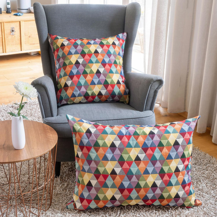 Selfitex buntes Sofakissen mit Füllung und Bezug 60x60, Luxus Sofakissen, farbenfrohes Couchkissen,