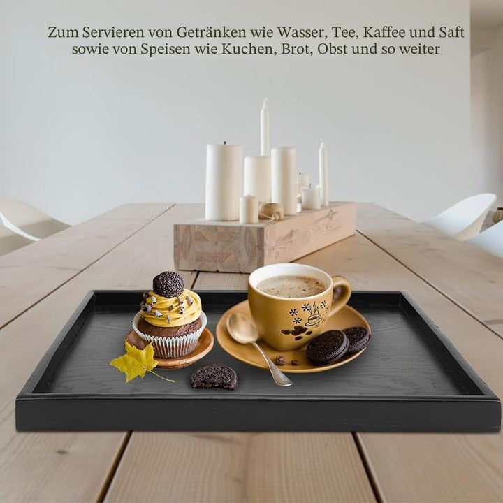 Raguso Serviertablett Black Classic Try Tea Try for Cafe Dishs Try (40 x 30 cm) 40 X 30 Cm., 40 X 30