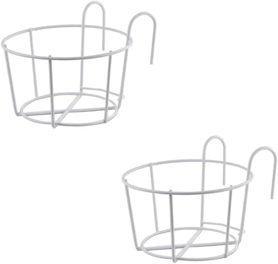 Bhina 2 Stücke Geländer Pflanzgefässe Blumentopf,Blumentopfhalter,Runder Blumentopf Garteneisen,Blum
