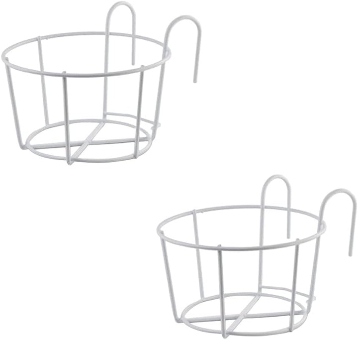 Bhina 2 Stücke Geländer Pflanzgefässe Blumentopf,Blumentopfhalter,Runder Blumentopf Garteneisen,Blum