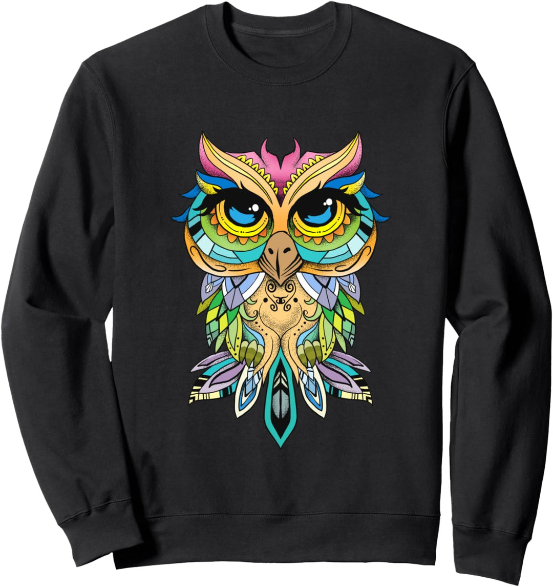 Eule Vintage Geschenk Damen Herrn Retro Owl Sweatshirt