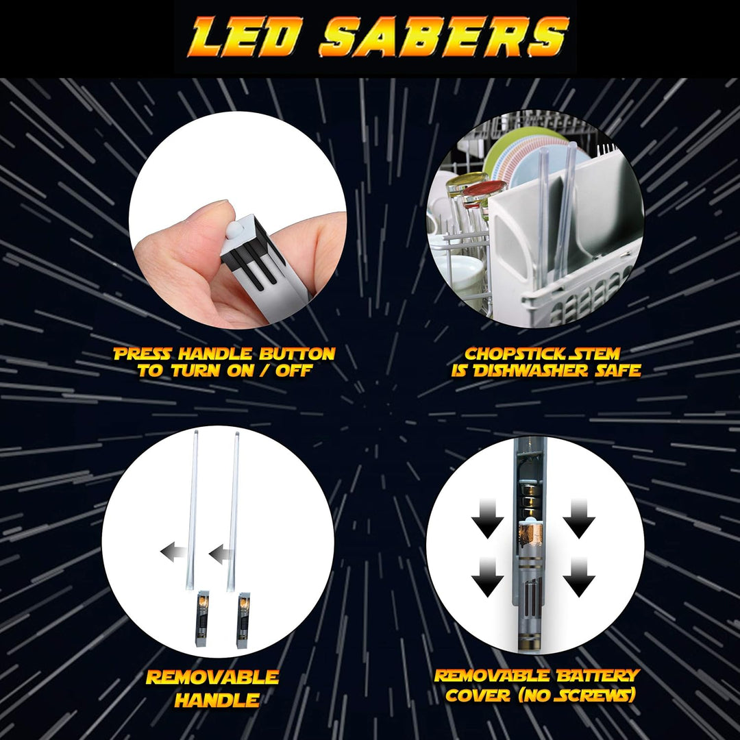 LIGHTTSABER CHOPSTICKS LIGHT UP STAR WARS LED Glowing Light Saber Chop Sticks reusable Sushi Lightup