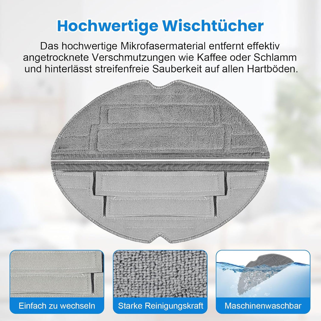 22 Stück Zubehör für Roborock S8 / S8+ Saugroboter | 4 Hauptbürste, 4 Filter, 6 Wischtücher, 6 Seite