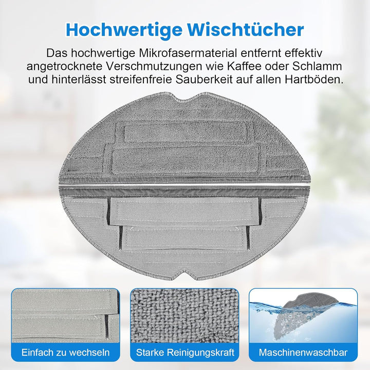 22 Stück Zubehör für Roborock S8 / S8+ Saugroboter | 4 Hauptbürste, 4 Filter, 6 Wischtücher, 6 Seite