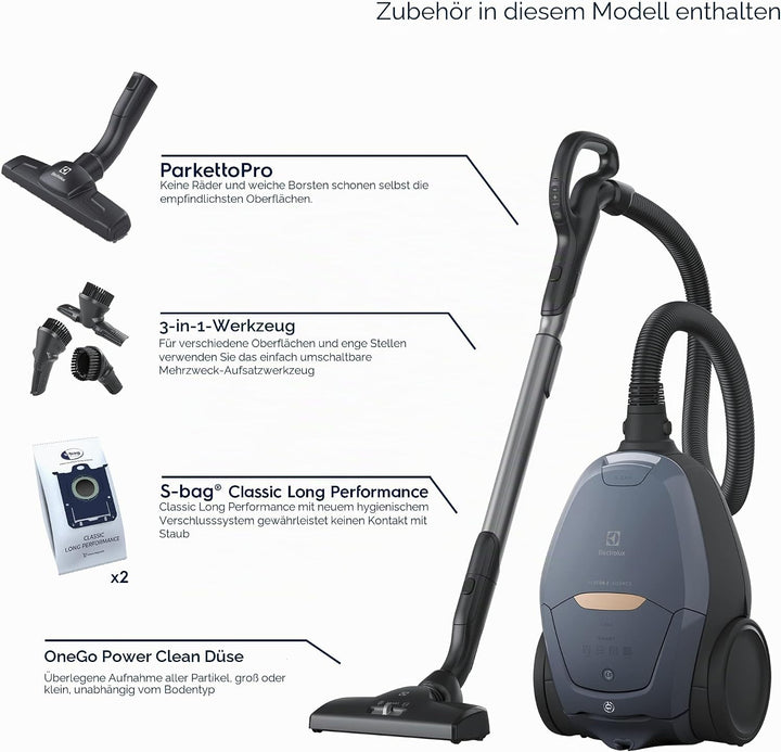 Electrolux Pure D8 PD82-8DB – Aspirateur traîneau avec sac ultra-silencieux – Régulateur automatique