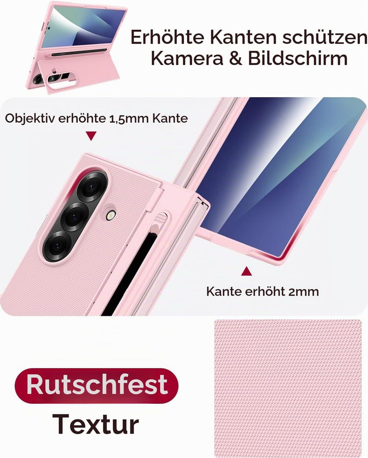 Miimall Kompatibel mit Samsung Galaxy Z Fold 7 Hülle mit S-Pen &amp; Stifthalter, [HD Displayschutz] Ult