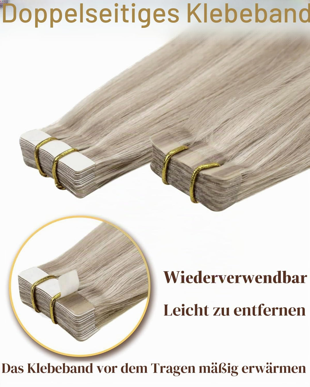 Hetto Echthaar Extensions Tape in Blond Extensions Tape in Echthaar Remy Tape Extensions Echthaar Du