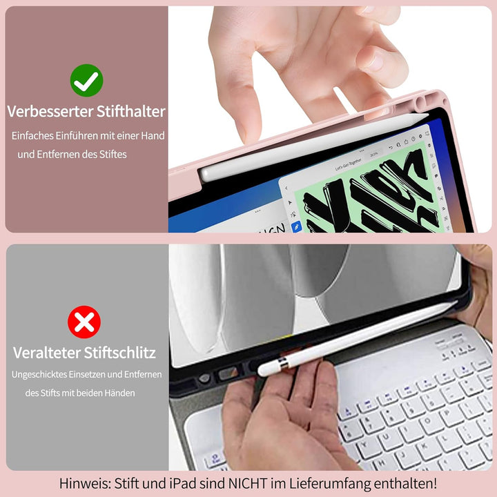 Hülle mit Tastatur für iPad A16 11 Generation 2025/10 Generation 2022(11/10.9 Zoll), Soft TPU Rücksc