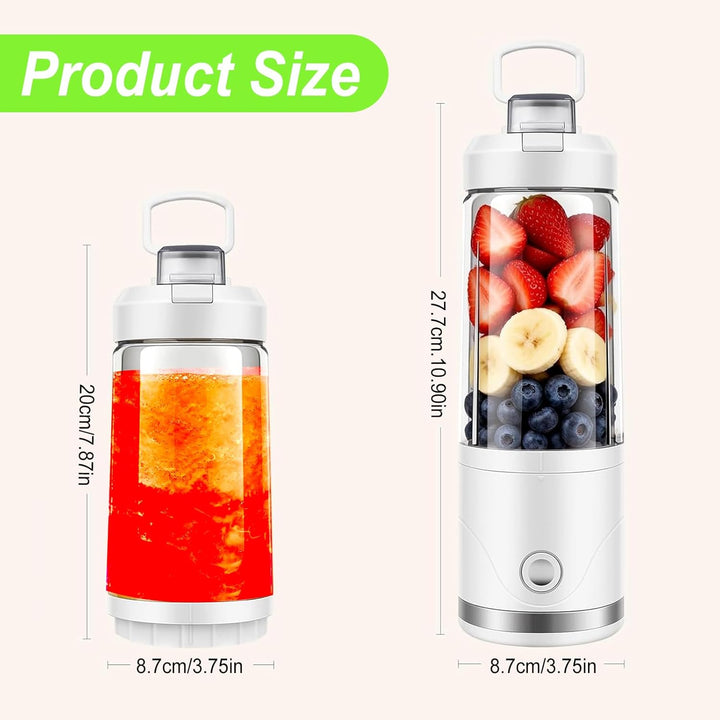 Tragbarer Mixer Smoothie Maker, 650ml Abnehmbarer Behälter mit 4000mAh Kabellos, Mini Standmixer Zer