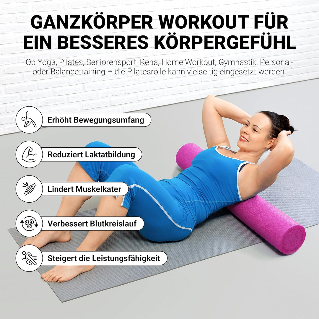 Yoga Rolle Premium | Pilates Rolle - 45 x 15 cm oder 90 x 15 cm - Faszienrolle (Pastellpink, 45 x 15