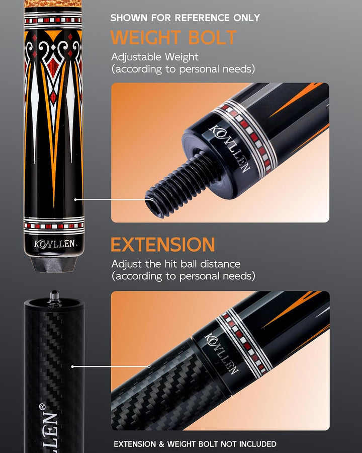 KONLLEN Billardqueue aus Carbonfaser, 147cm, professionelles Billardqueue für Erwachsene, Vollcarbon
