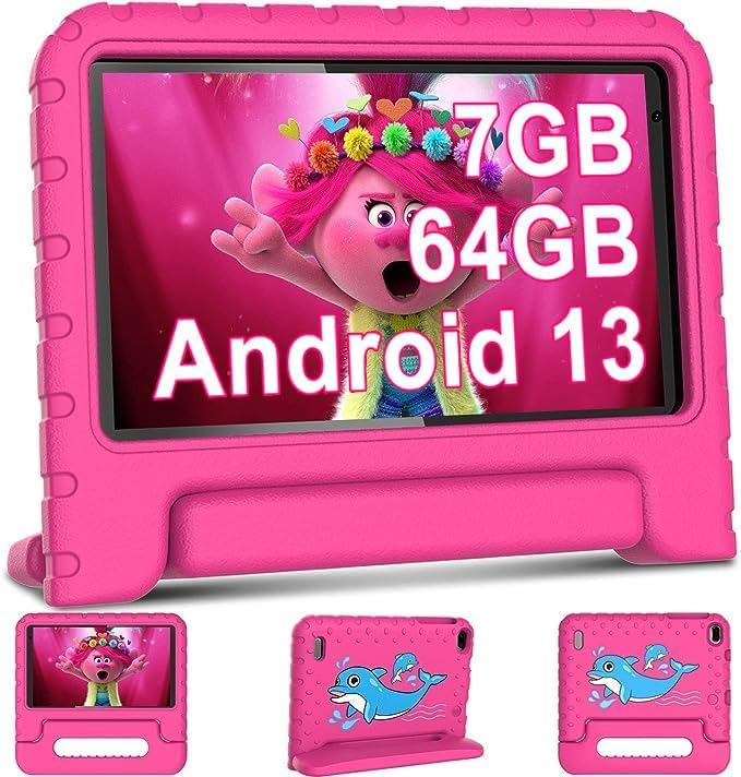 AOCWEI Kinder Tablet Android 13 7-Zoll für Kinder, 7GB RAM 64GB ROM/TF 512GB, Elterliche Kontrolle,