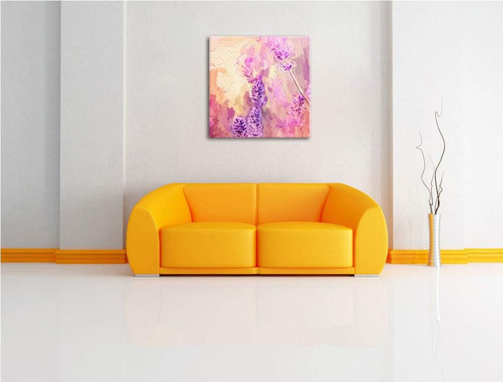 schöner Lavendel, Format: 70x70 auf Leinwand, XXL riesige Bilder fertig gerahmt mit Keilrahmen, Kuns