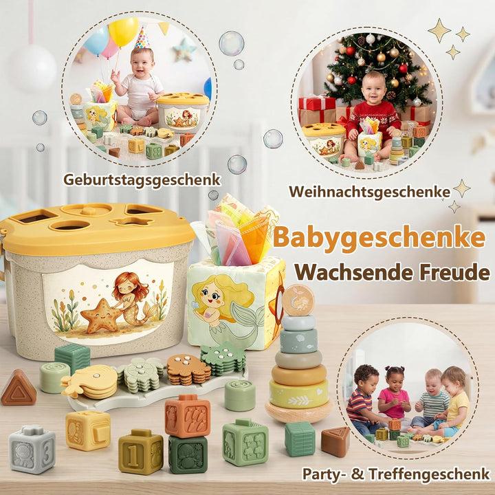 Anook Montessori Spielzeug ab 6 Monate, 5 in 1 Motorikspielzeug ab 6 9 12 Monate mit Babyspielzeug K