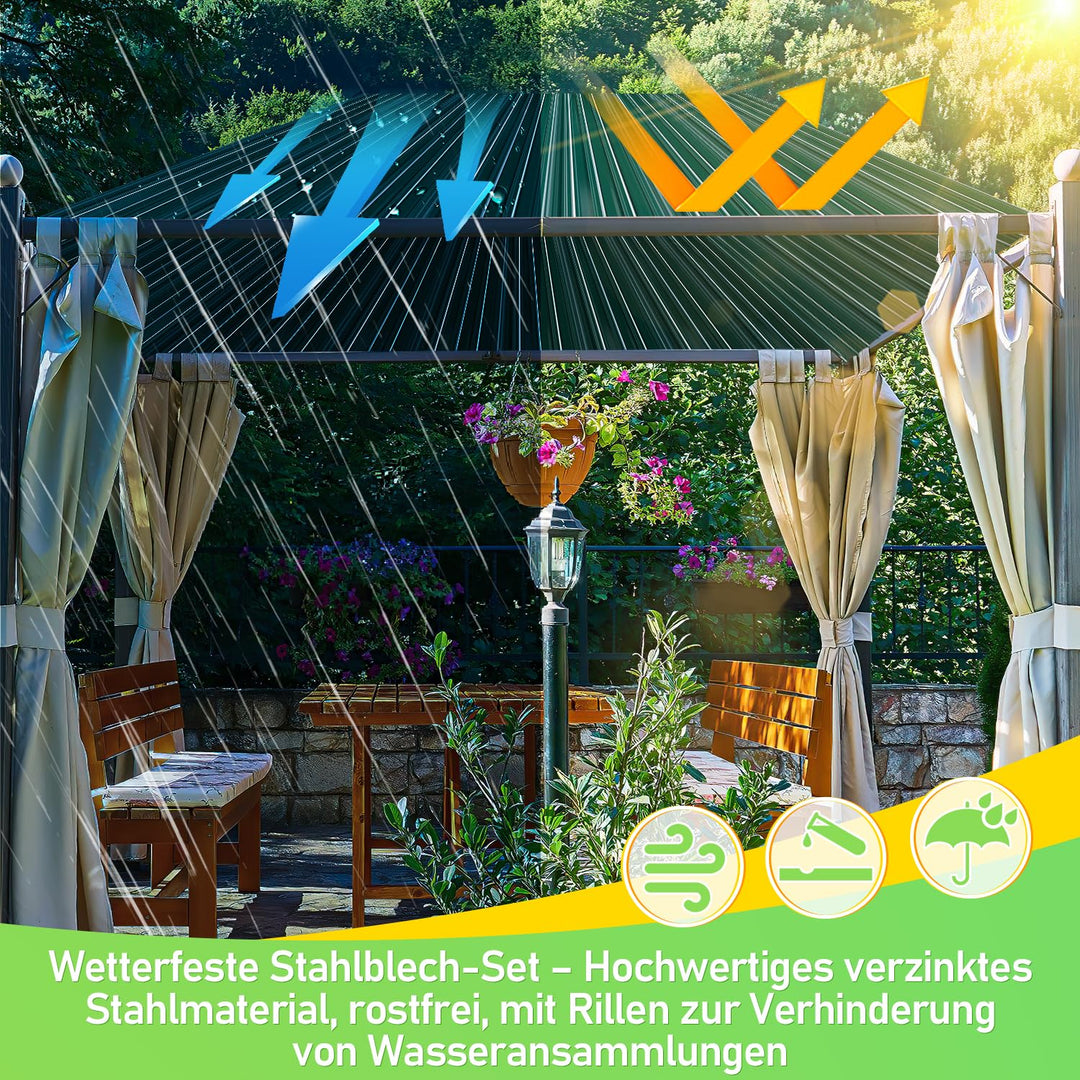Ansobea Profilblech 12x Trapezblech Dachplatten Wellblechplatten für Dach 129x46cm = 7m² Metall Dach