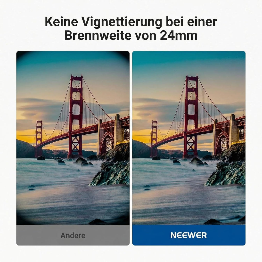 NEEWER BASICS 62mm variabler ND Filter, ND2-400 1-9 Stops Lichtreduzierung, drehbarer variabler Grau