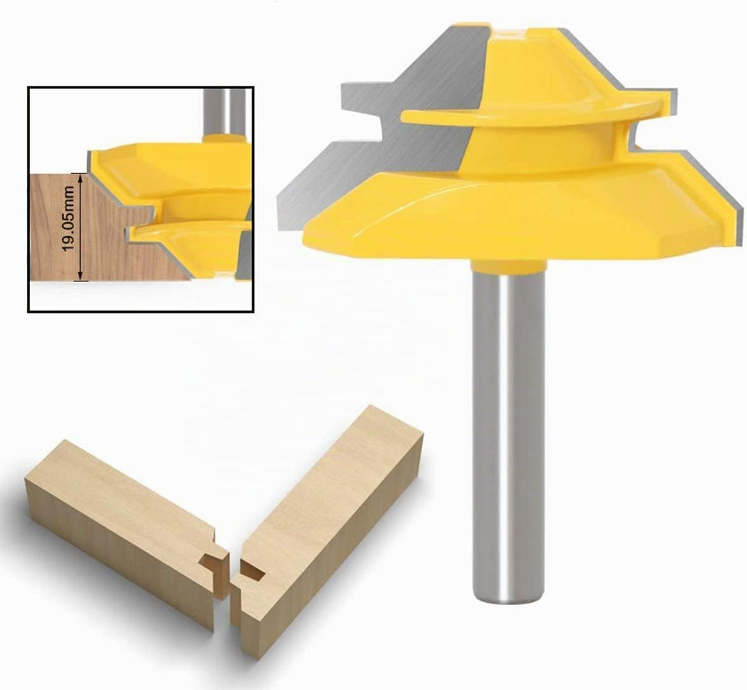 Oberfräser Set, 45 Grad Lock Mitre Router Bit Nutfräser + 8 mm Schaft Zungenschaft und Nutfräse Set