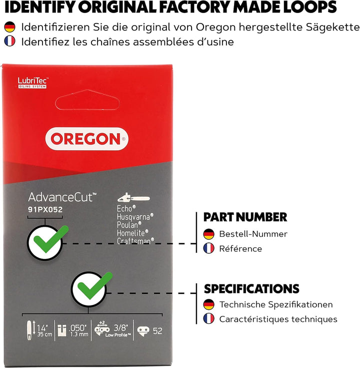 Oregon AdvanceCut 91PX Sägekette passend für 35 cm Husqvarna, B1, CMI, DOLMAR, Einhell, Hitachi, Hur
