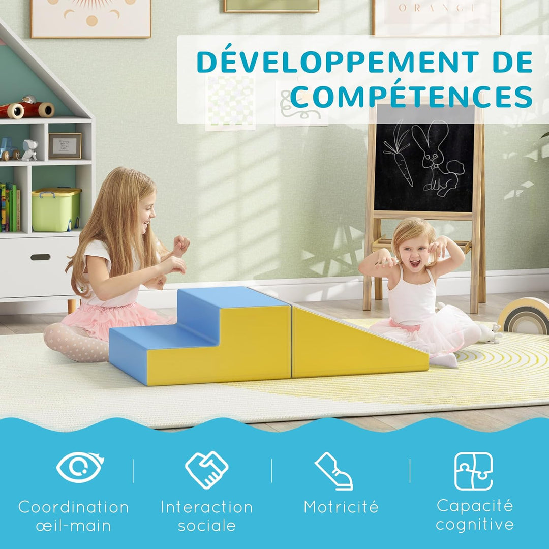 HOMCOM Baby-Motorik-Parcours, modular, Kletterspielzeug, Schaumstoff-Bausteine Lernspielzeug, 2 Ries