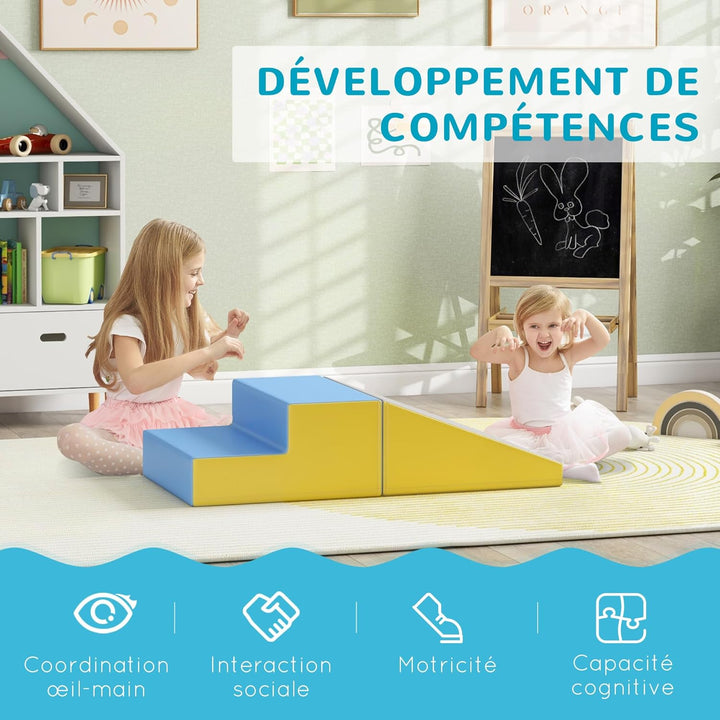HOMCOM Baby-Motorik-Parcours, modular, Kletterspielzeug, Schaumstoff-Bausteine Lernspielzeug, 2 Ries