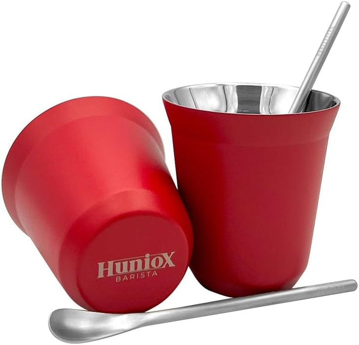 Huniox® 2 x 160 ML kaffee Gläser - Espressobecher - Gläser Doppelwandig - Becher Edelstahl - Edelsta
