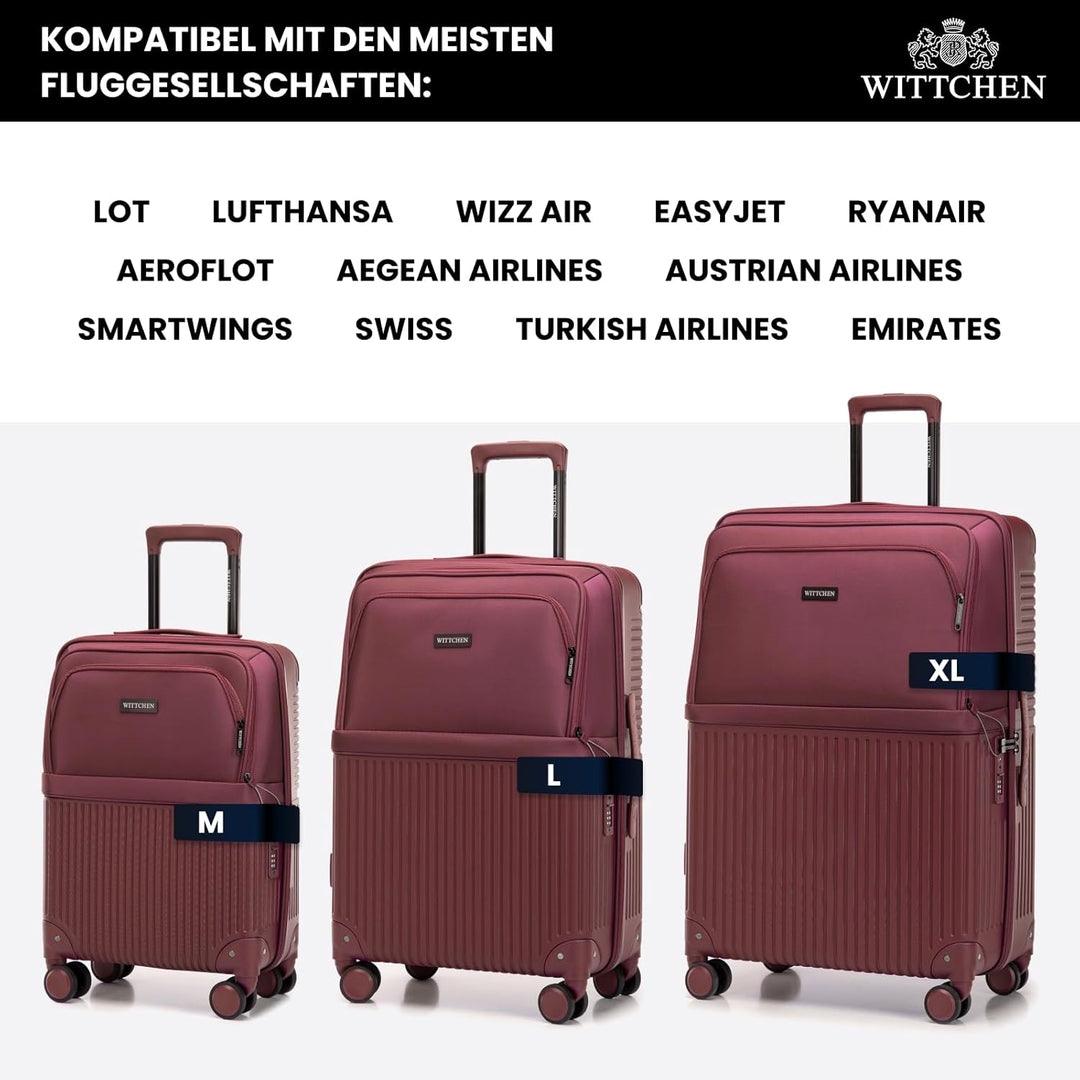 WITTCHEN AXIS | 55x37x21,5 Handgepäck Koffer Kabinentrolley | Hybrid ABS Nylon mit Laptopfach 15 Zol