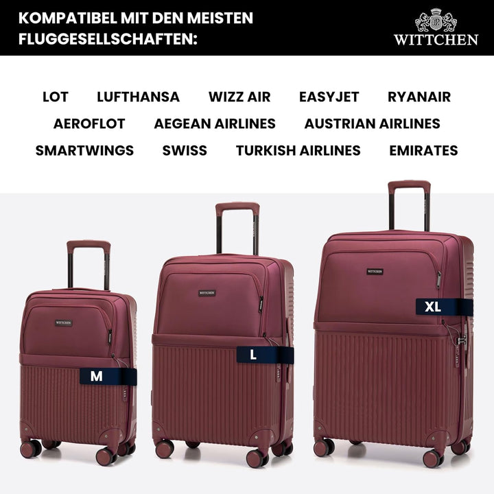 WITTCHEN AXIS | 55x37x21,5 Handgepäck Koffer Kabinentrolley | Hybrid ABS Nylon mit Laptopfach 15 Zol