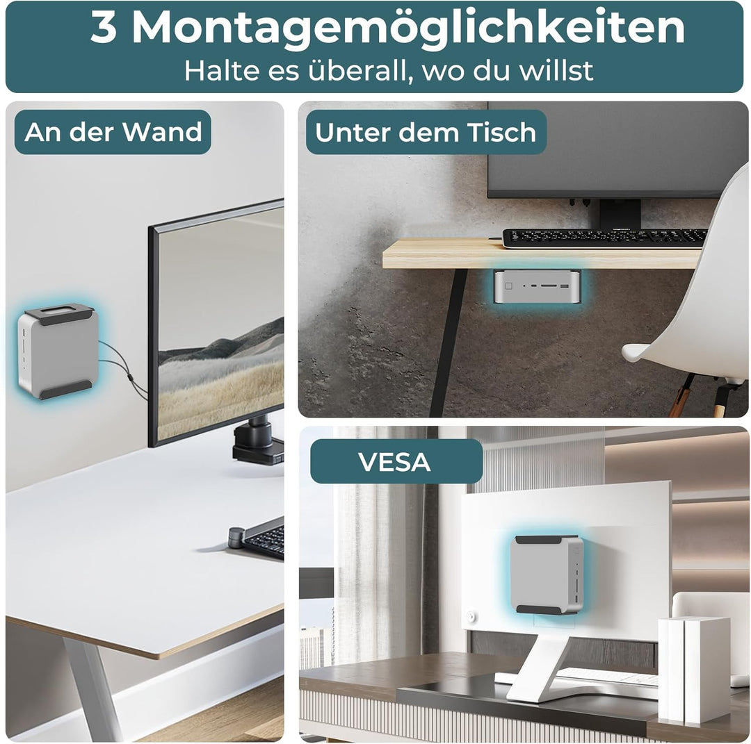 Mini-PC-Halterung kompatibel mit Beelink Mini-PC – VESA-Halterung / Wandhalterung / Untertisch-Monta