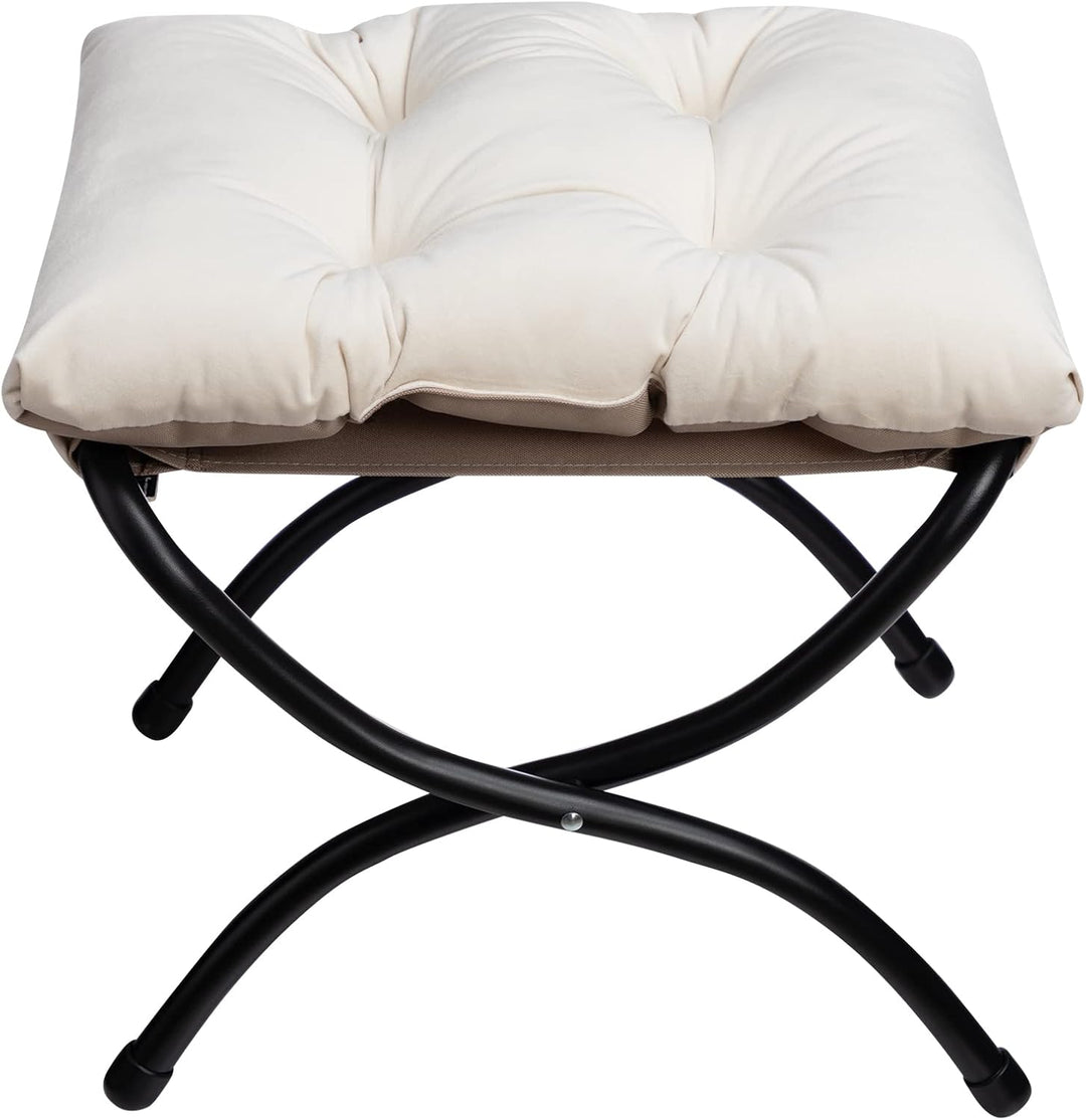 HollyHOME Fusshocker Fussstütze Klapphocker, Faltbar Sitzhocker mit Metallbeinen, Abnehmbar Gepolste