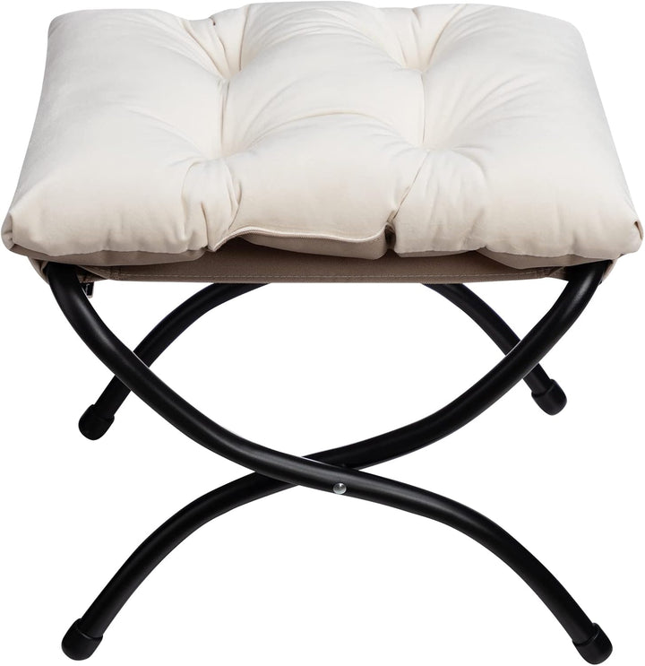 HollyHOME Fusshocker Fussstütze Klapphocker, Faltbar Sitzhocker mit Metallbeinen, Abnehmbar Gepolste