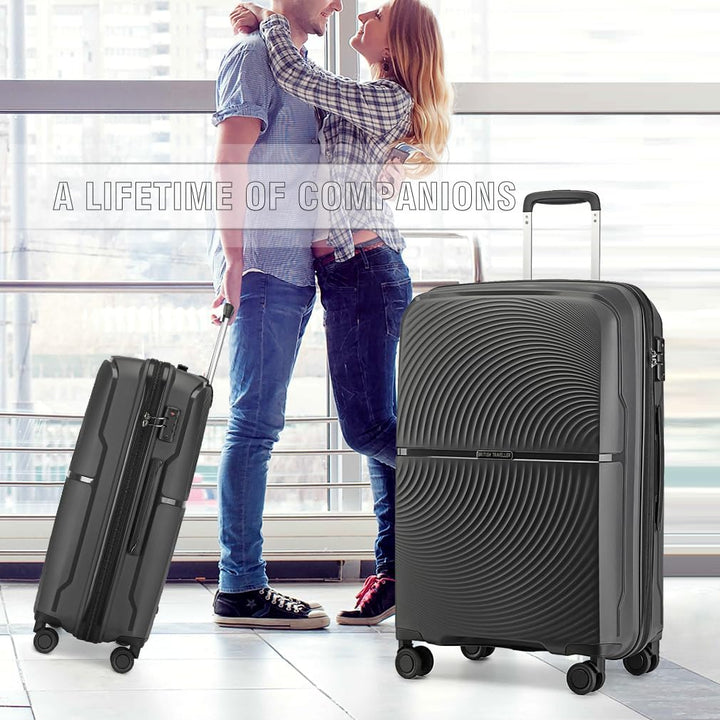British Traveller Hartschalenkoffer Set Reisekofferset mit TSA-Schloss Handgepäck Koffer Set mit 8 S