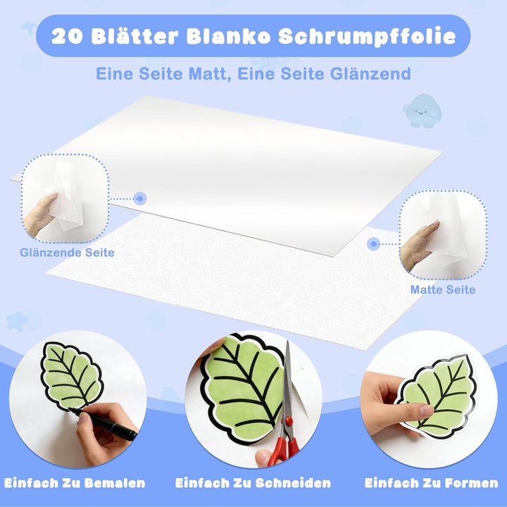 Solinorex 251‑tlg. Schrumpffolie Set Schlüsselanhänger A5 – DIY Bastel Set für Kinder & Teenager, Sc