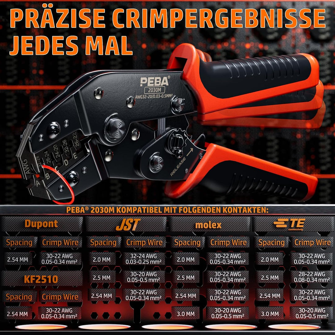 PEBA Micro-Fit 3.0 Crimpzangen Set für 2-10 Pin Kontakte | Präzisionszange für 2-reihige Micro-Fit 3