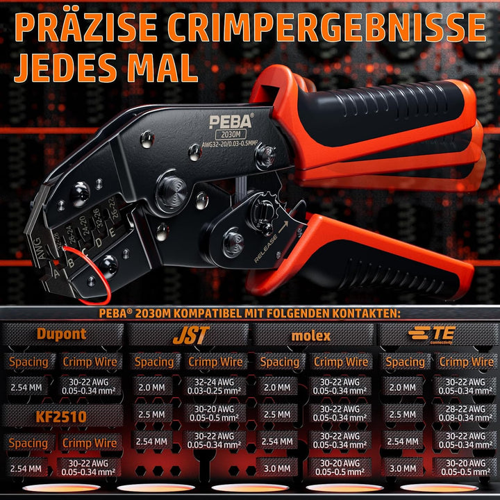 PEBA Micro-Fit 3.0 Crimpzangen Set für 2-10 Pin Kontakte | Präzisionszange für 2-reihige Micro-Fit 3