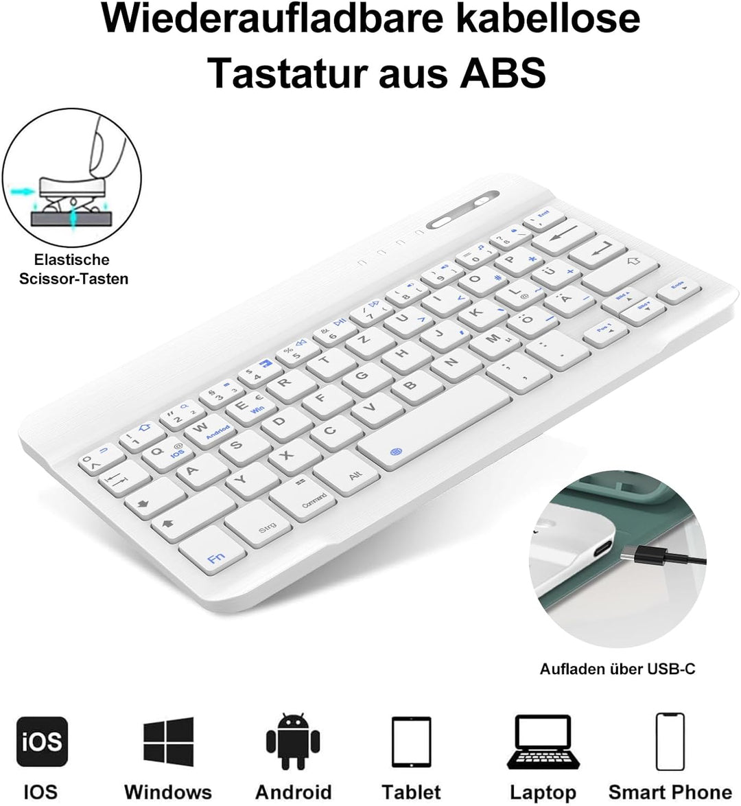 Tastatur Hülle für Samsung Galaxy Tab A9 8.7'' 2023, QWERTZ Deutsches Tastatur Magnetische Wireless