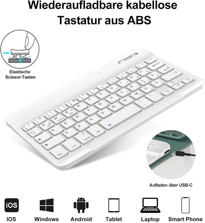 Tastatur Hülle für Samsung Galaxy Tab A9 8.7'' 2023, QWERTZ Deutsches Tastatur Magnetische Wireless