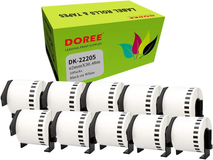 Doree DK22205 kompatible Etikettenrollen für Brother P-Touch QL-500 QL-500A QL-500BS QL-500BW,62mm x
