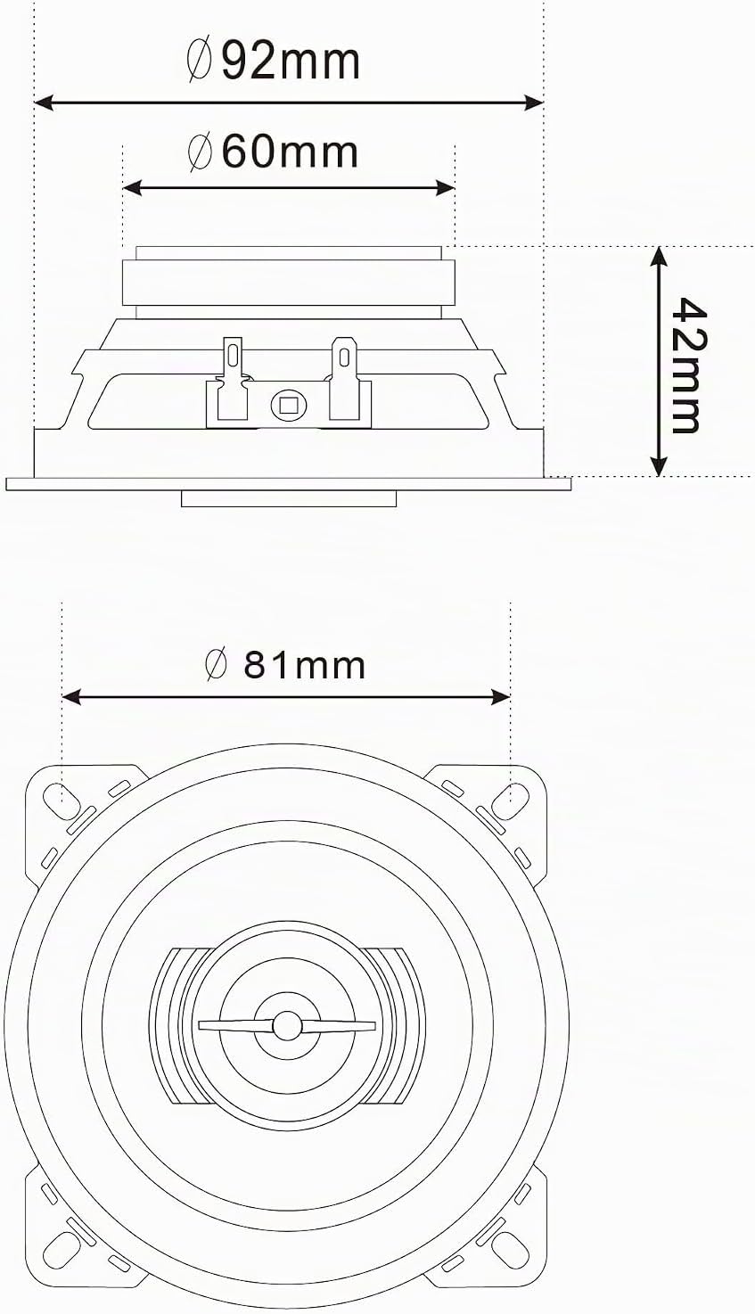 Caliber Auto Lautsprecher Set 80W - 2er Set Lautsprecher Auto - Koaxial Lautsprecher 2-Wege - Schwar