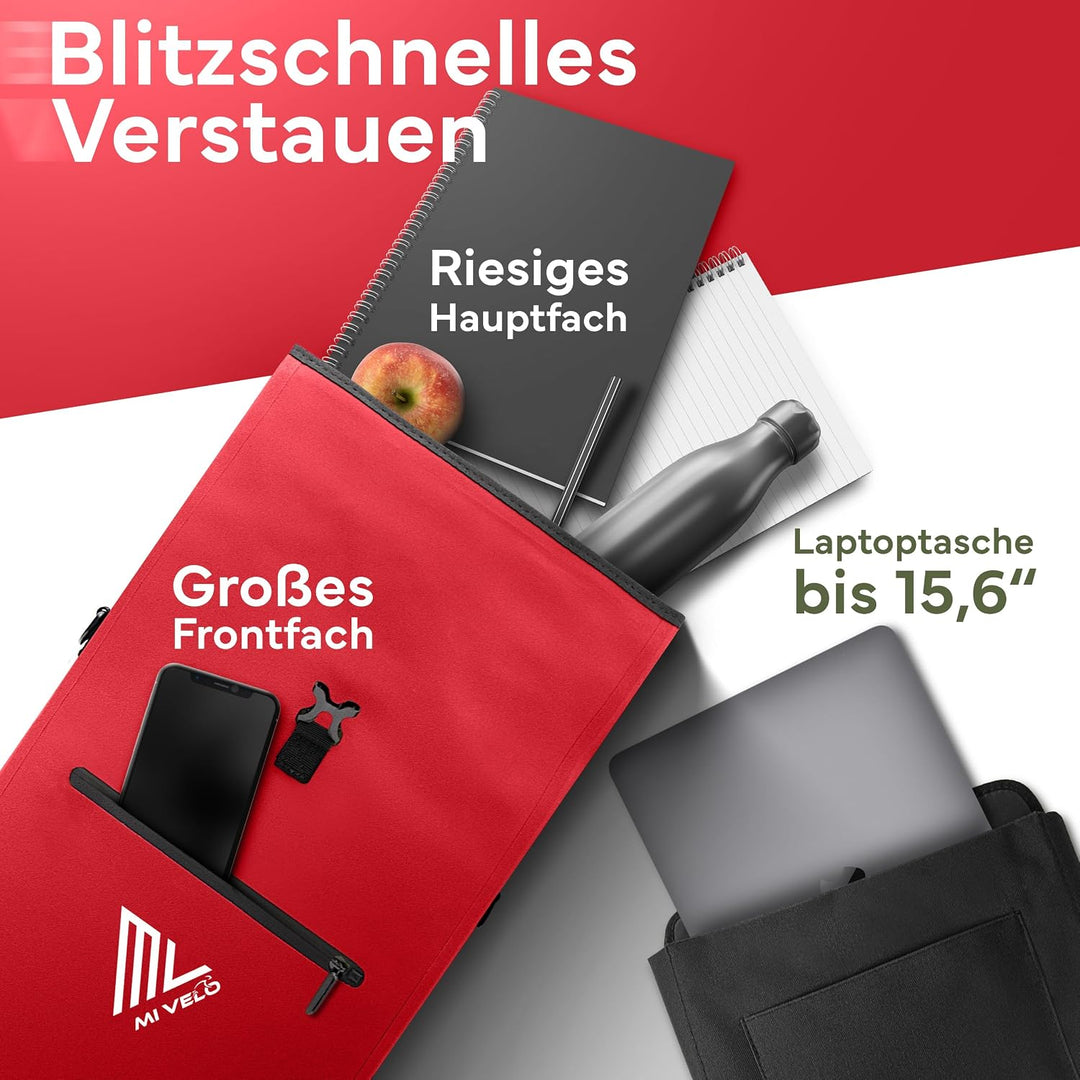 MIVELO Fahrradtasche für Gepäckträger - 3in1 Gepäckträgertasche Rucksack Umhängetasche - 100% wasser