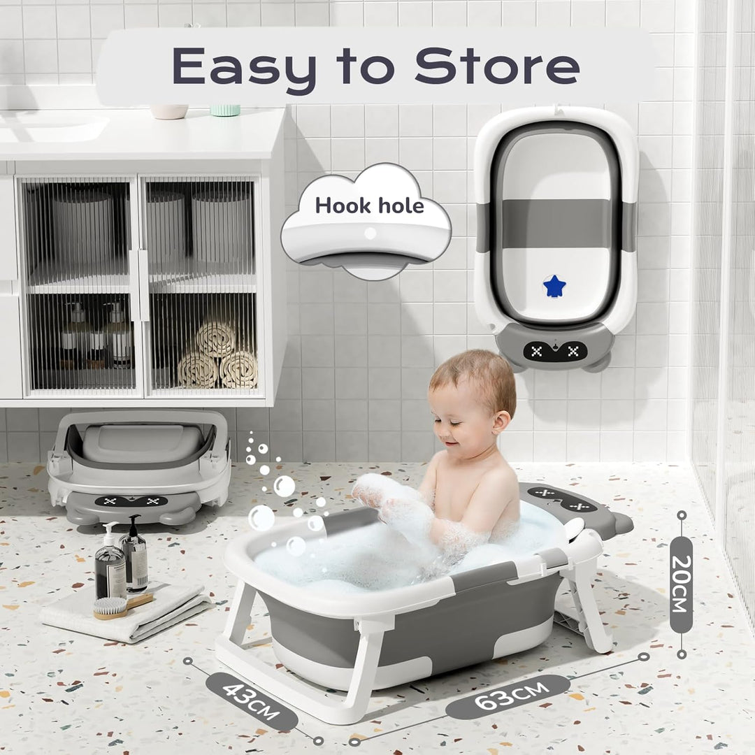 COOSEYA Baby Badewanne für 0-18 Monate, Faltbare Babybadewanne mit Weichem Polster und Temperaturemp