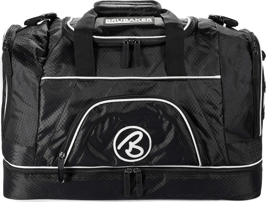 BRUBAKER 'Medium Base' Sporttasche 52 L mit grossem Nassfach als Bodenfach + Schuhfach - Schwarz Sch