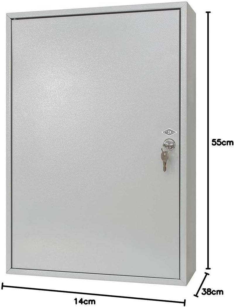 Wedo 10265037X Schlüsselschrank (für 150 Haken, pulverbeschichtetes Stahlblech 38 x 14 x 55 cm, Sich