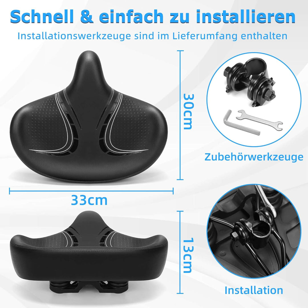 Übergrosser Fahrradsattel Herren & Damen - Bequem, Weich, Extra Breit, Ergonomisch, Polster Fahrrad